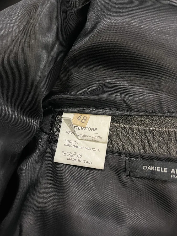 Daniele Alessandrini Eroded Black Leather Trucker Jacket - Image 11