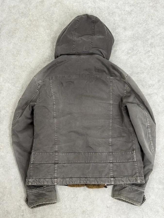 Daniele Alessandrini Grey Removable Hood Fur Cargo Jacket - Image 4