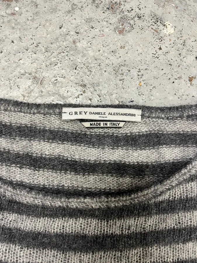 Daniele Alessandrini Grey Striped Wool Sweater - Image 6