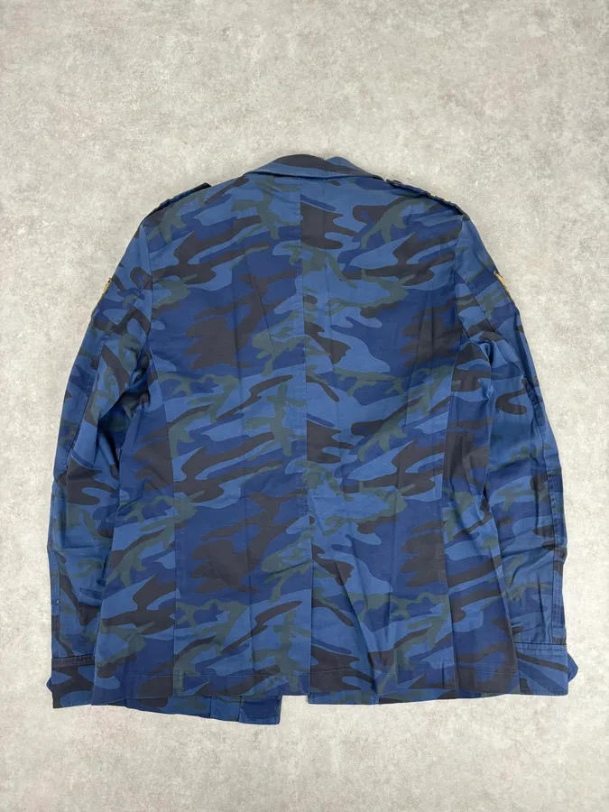 Daniele Alessandrini Navy Military Patch Blue Camouflage Shirt Jacket - Image 5