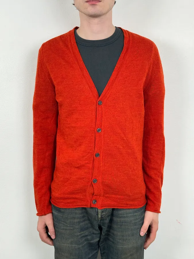 Daniele Alessandrini Orange Minimalist Cardigan Sweater - Image 2