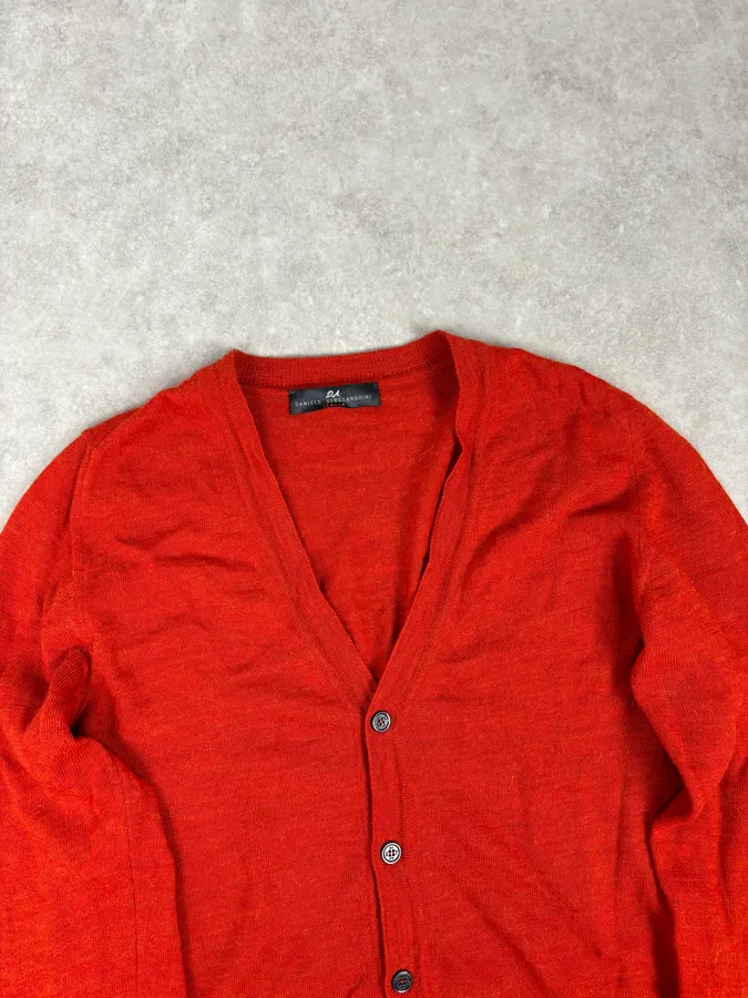 Daniele Alessandrini Orange Minimalist Cardigan Sweater - Image 4