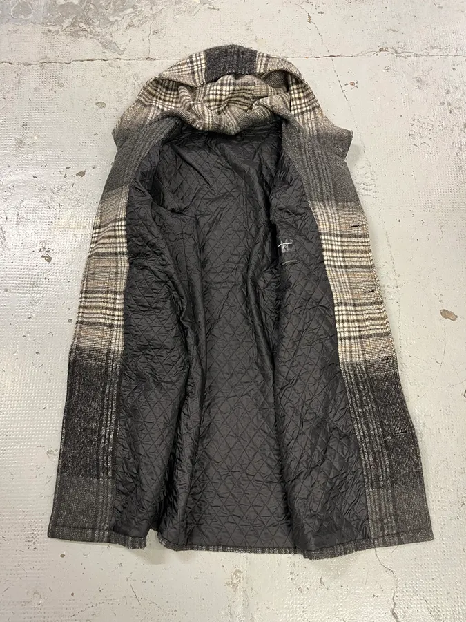 Daniele Alessandrini Tartan Gradient Grey Long Coat - Image 8
