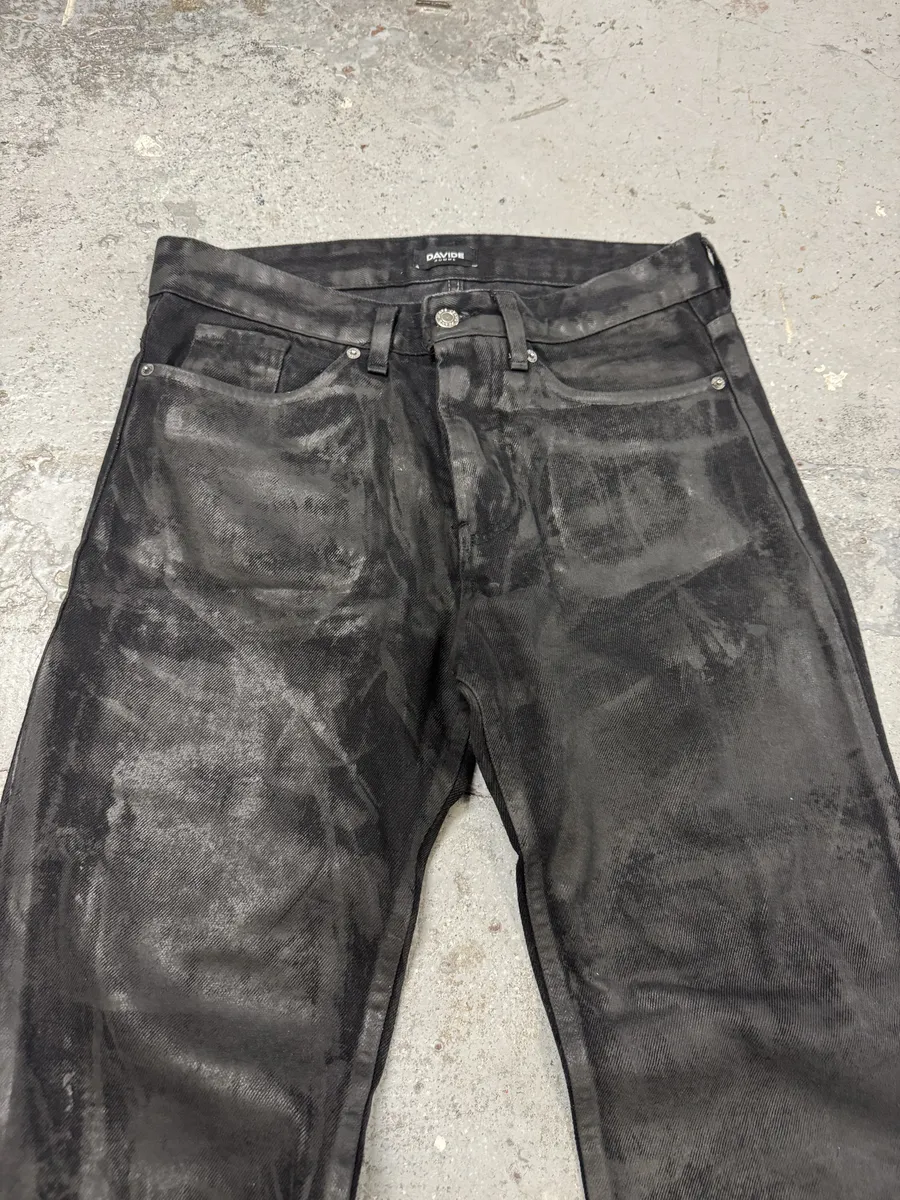Davide Black Obscure Grey Waxed Denim Jeans - Image 12