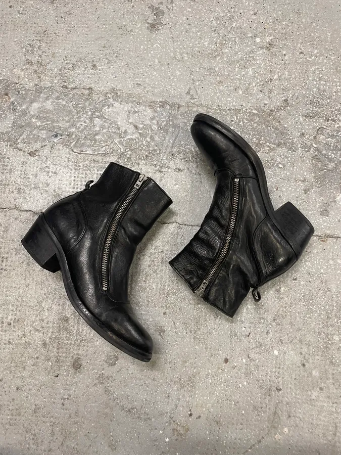 Diesel 2 Zips Black Leather Boots - Image 6