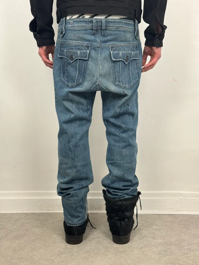 Diesel Abstract Painted Denim Blue Jeans - Image 3