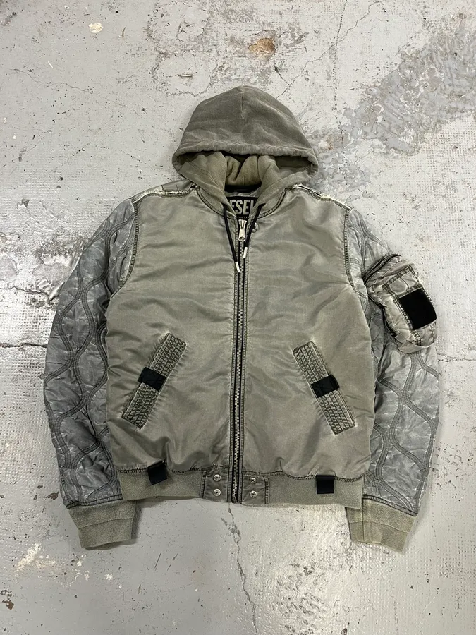 Diesel Astro Cargo Grey Bomber Jacket - Image 4