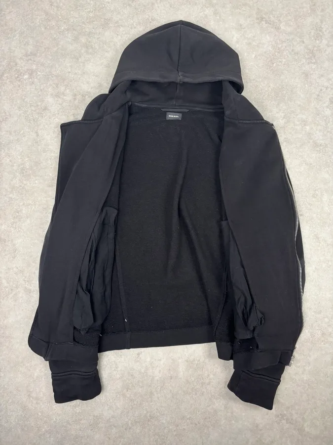 Diesel Asymmetrical Black Zip-up Hoodie - Image 7