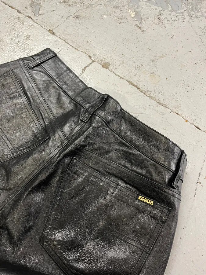 Diesel Biker Leather Black Pants - Image 11