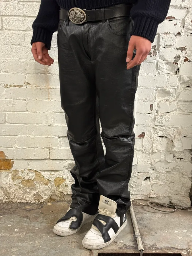 Diesel Biker Leather Black Pants - Image 3
