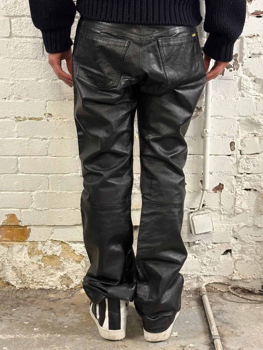Diesel Biker Leather Black Pants - Image 4