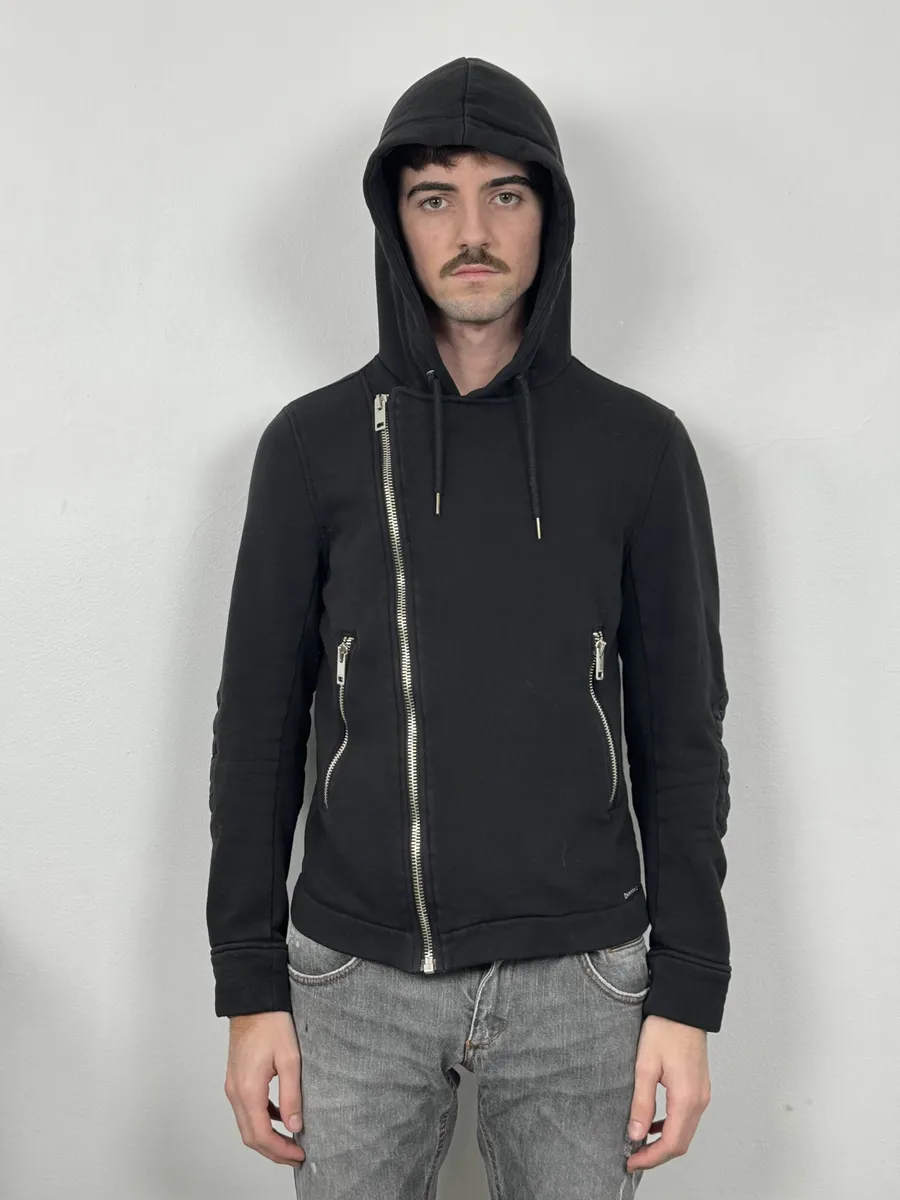 Diesel Black Asymmetrical Biker Zip-up Hoodie