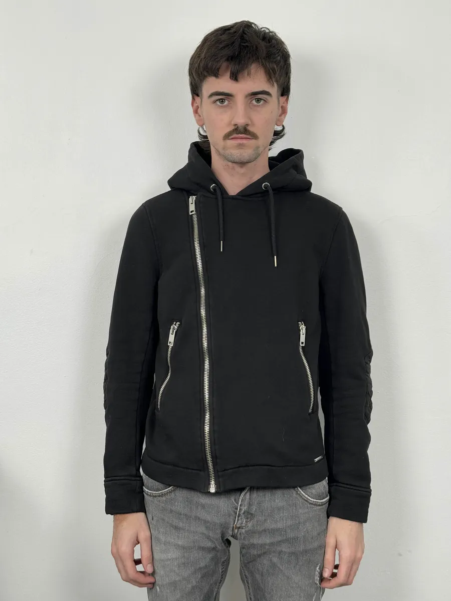 Diesel Black Asymmetrical Biker Zip-up Hoodie - Image 2