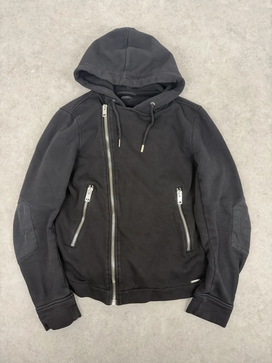 Diesel Black Asymmetrical Biker Zip-up Hoodie - Image 7