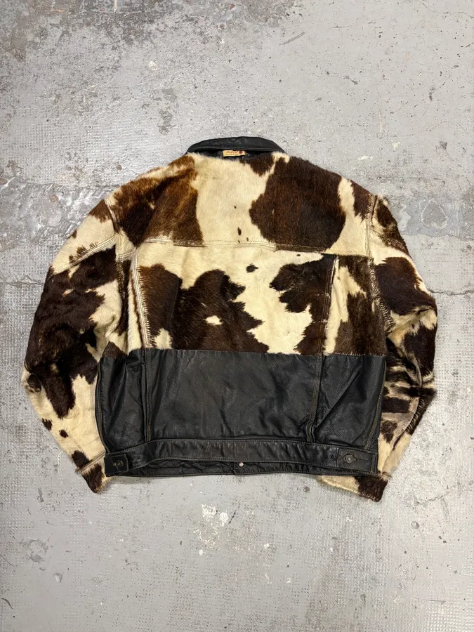 Diesel Black & Cream Cow Leather Motorcycle Jacket - Image 6