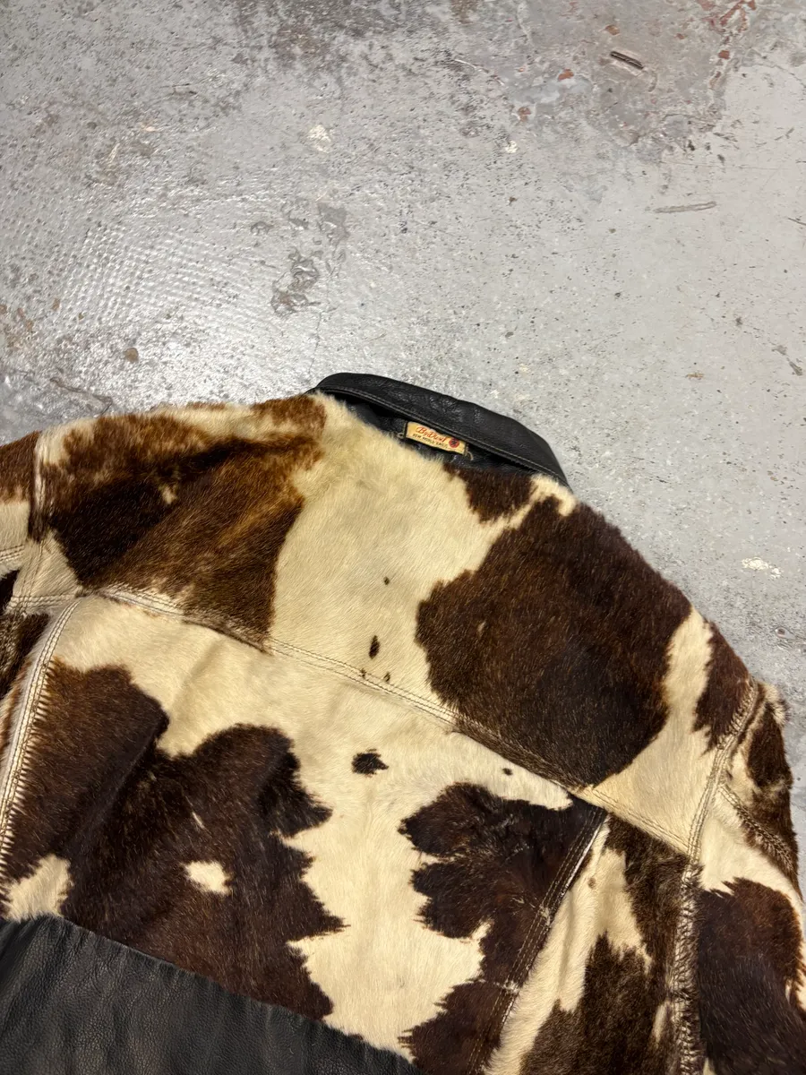 Diesel Black & Cream Cow Leather Motorcycle Jacket - Image 7