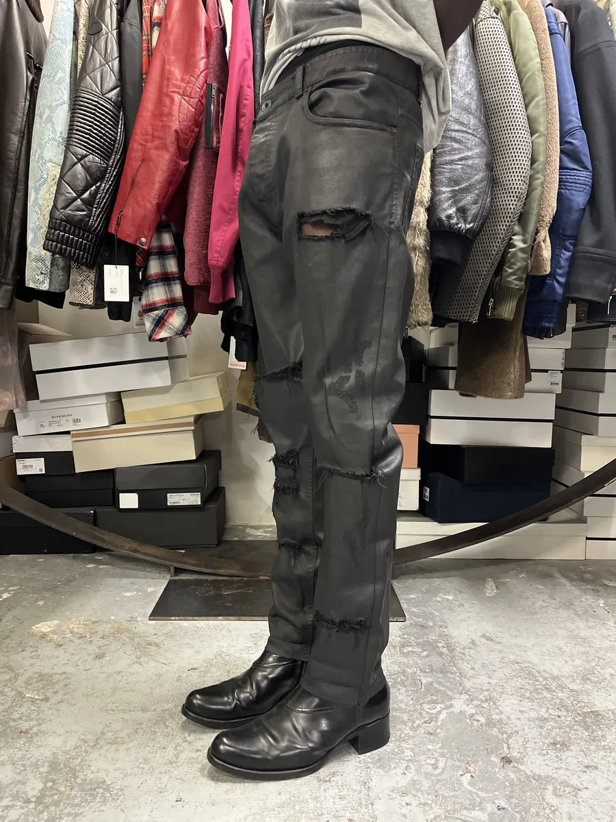 Diesel Black Gold Black Waxed Effect Leather Obscure Pants - Image 3