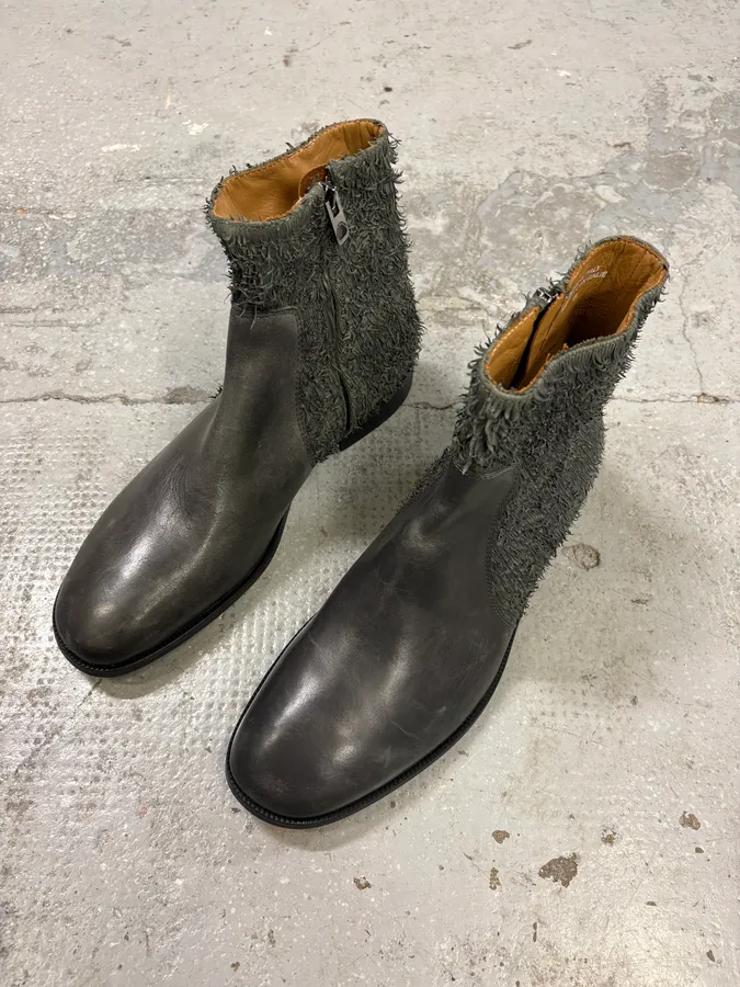 Diesel Black Gold Brown Hybrid Leather Plushed Boots - Image 3