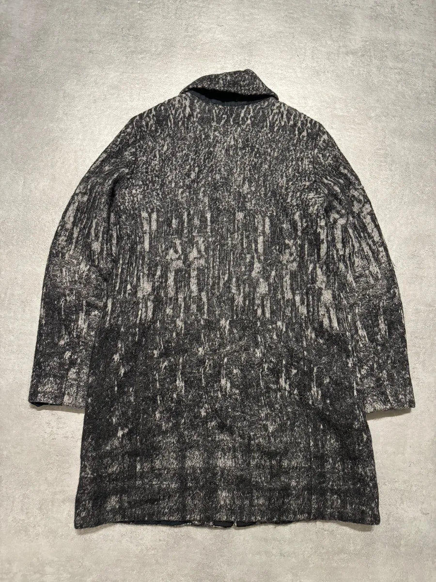Diesel Black Gold Grey Blurred Wool Long Buttoned Coat - Image 4