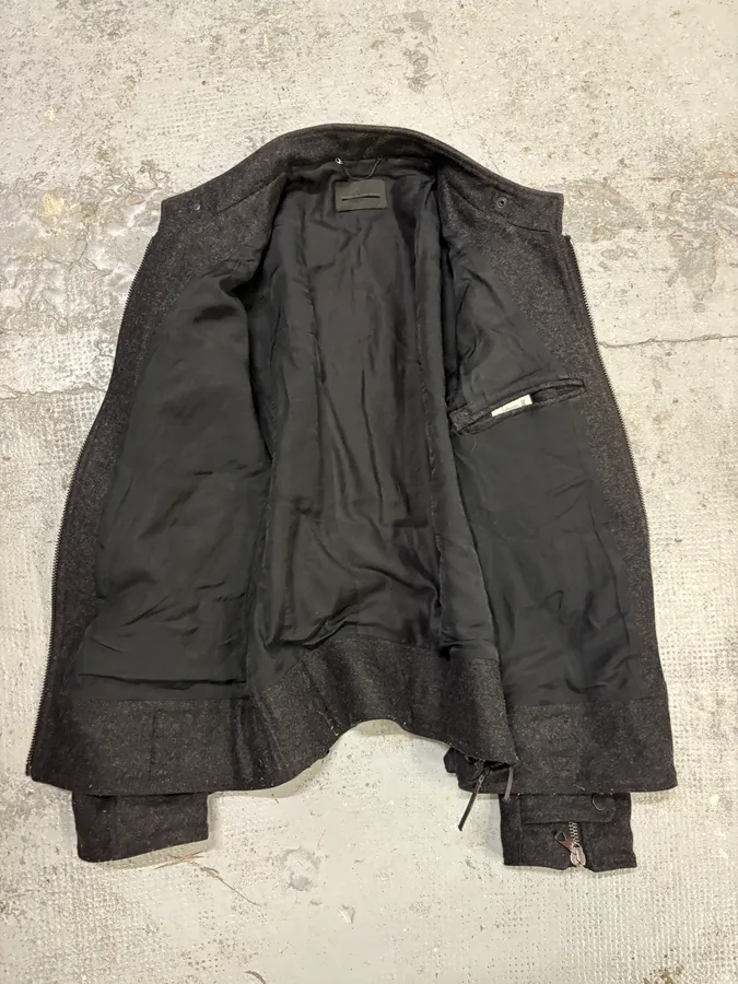 Diesel Black Gold Grey Wool Officer Buttoned Biker Jacket - Image 7