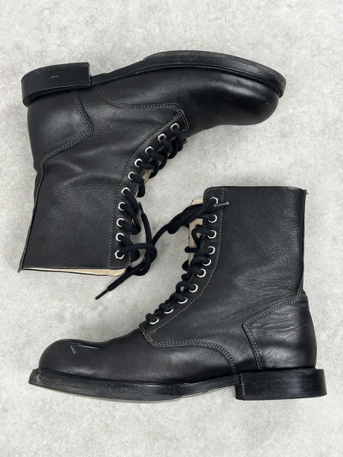 Diesel Black Minimalist Biker Leather Boots - Image 3
