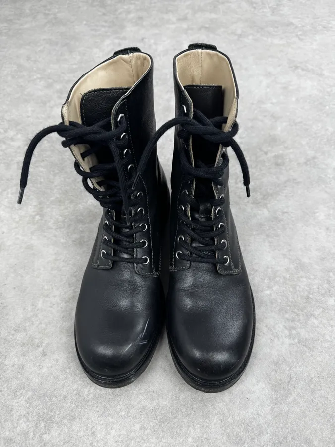 Diesel Black Minimalist Biker Leather Boots - Image 4