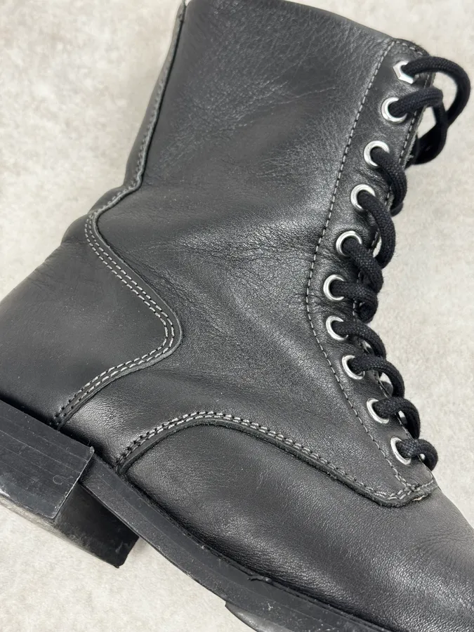 Diesel Black Minimalist Biker Leather Boots - Image 5
