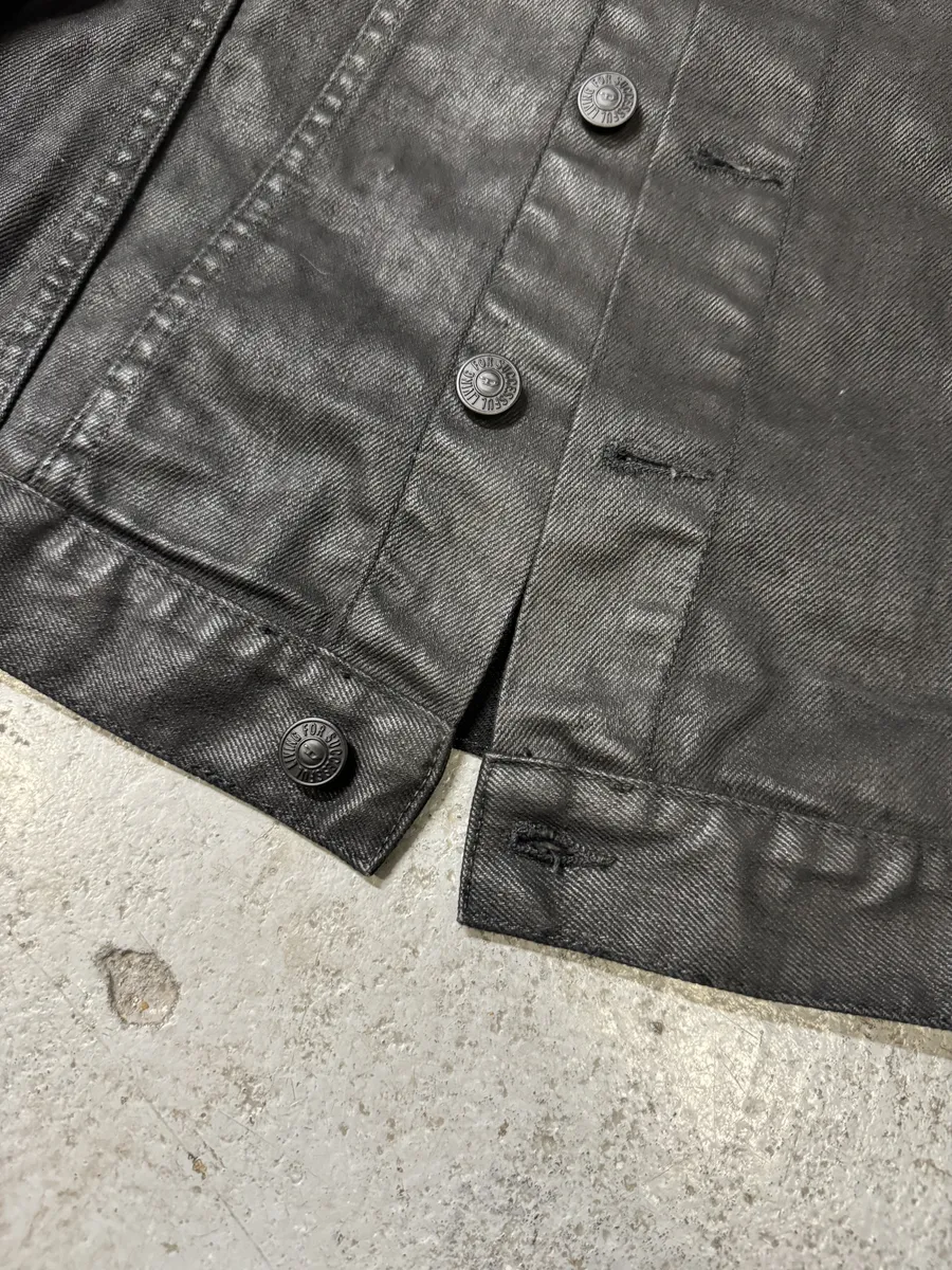 Diesel Black Waxed Denim Fringe Jacket - Image 10