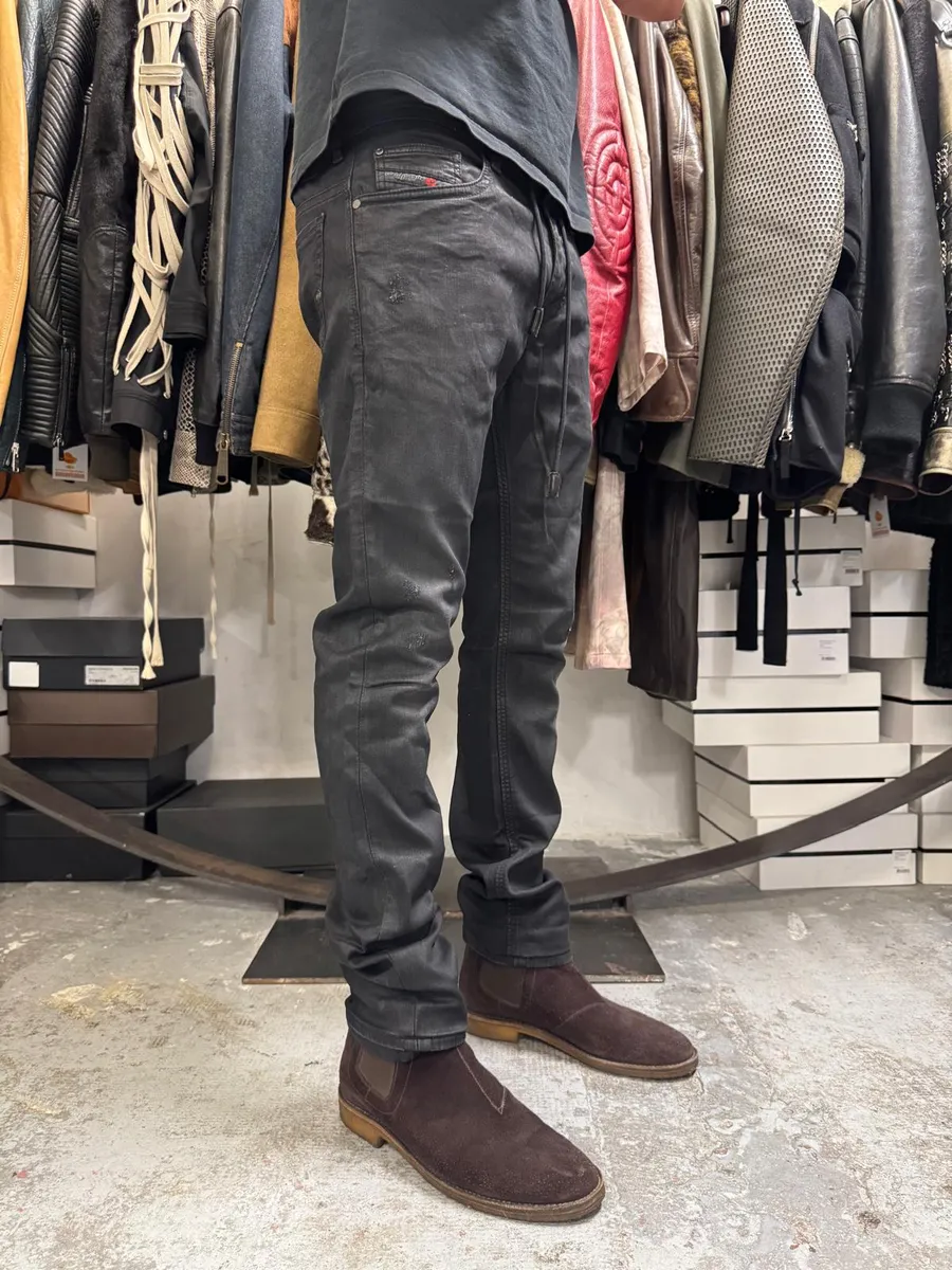Diesel Black Waxed Effect Slim Denim Jeans - Image 3