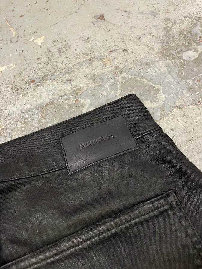 Diesel Black Waxed Slim Zip Denim Jeans - Image 10