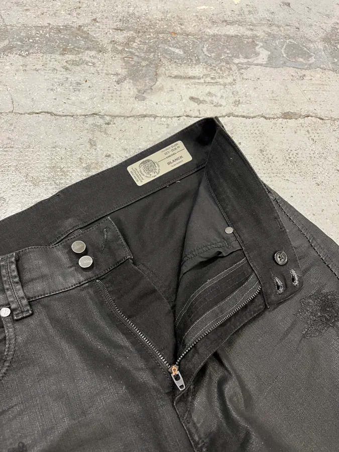 Diesel Black Waxed Slim Zip Denim Jeans - Image 12
