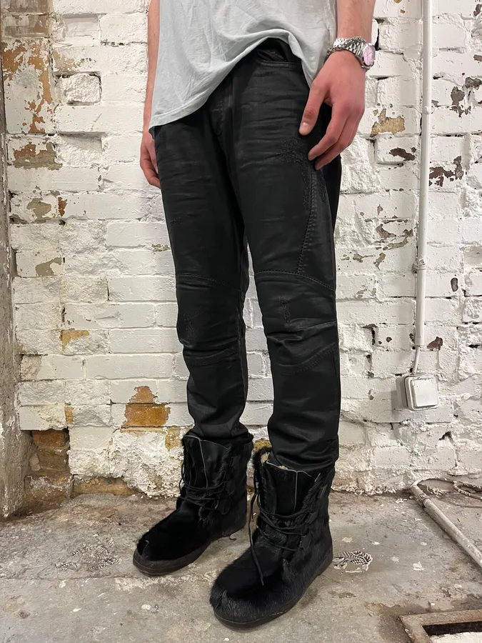 Diesel Black Waxed Slim Zip Denim Jeans - Image 3
