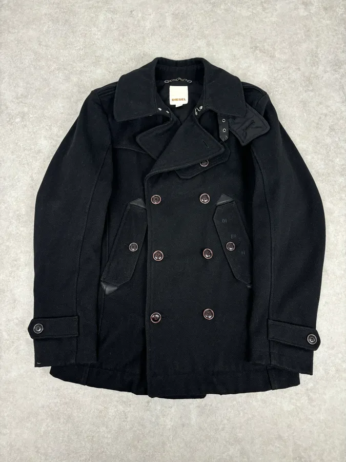 Diesel Black Wool Classy Caban Buttoned Jacket