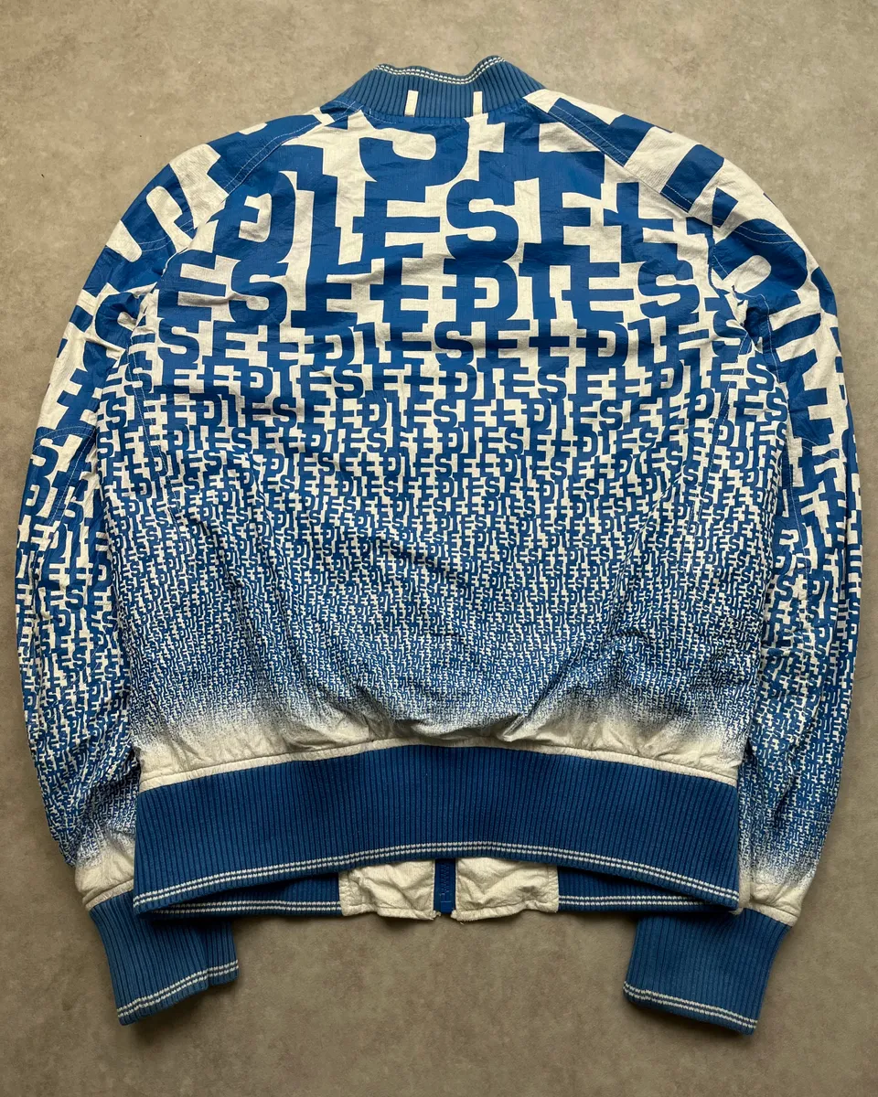Diesel Blue All-Over Graphic White Bomber Jacket - Image 8