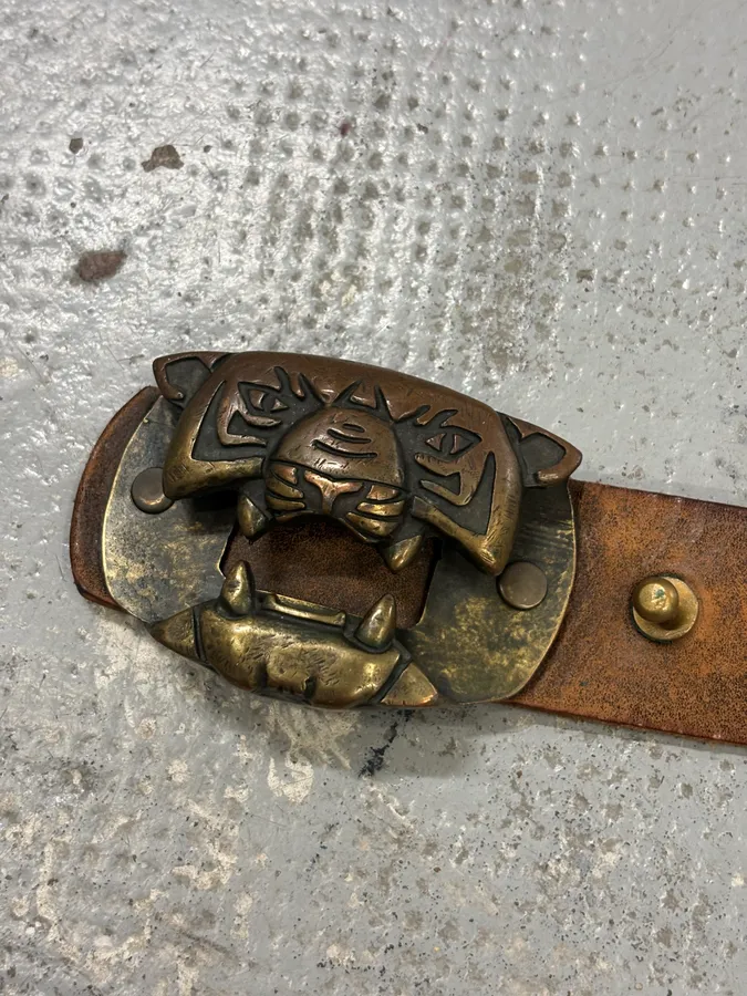 Diesel Cognac Leather Tiger Buckle Belt - Image 3