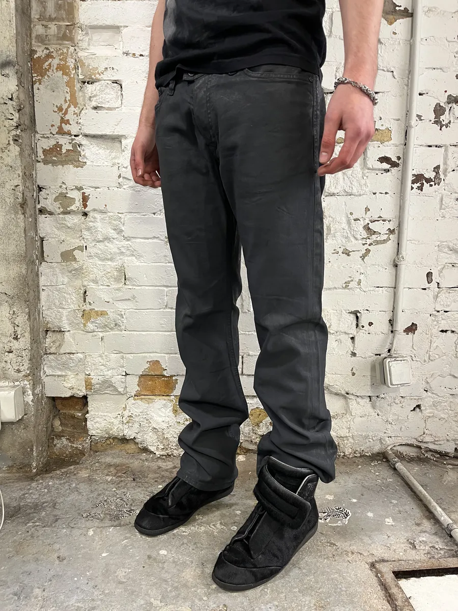 Diesel Dark Grey Waxed Denim Jeans - Image 3