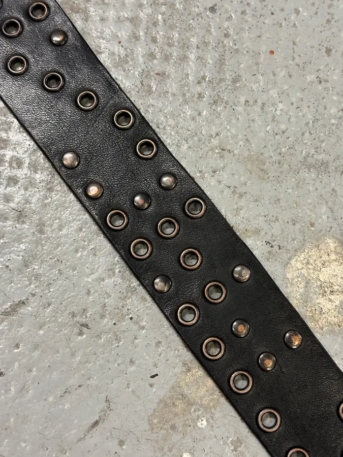 Diesel Eyelet Black Leather Belt - Image 6