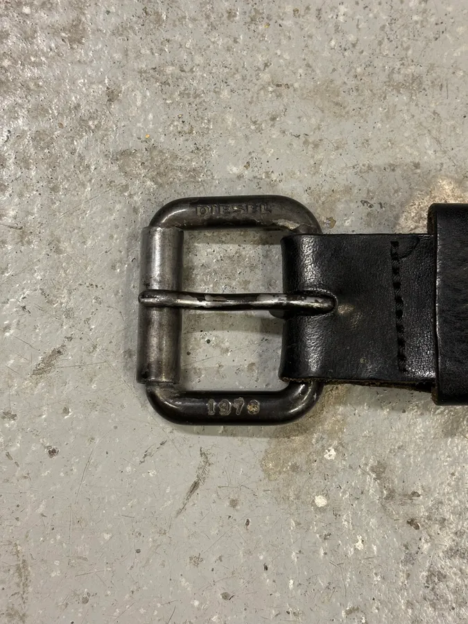 Diesel Eyelet Black Leather Belt - Image 7