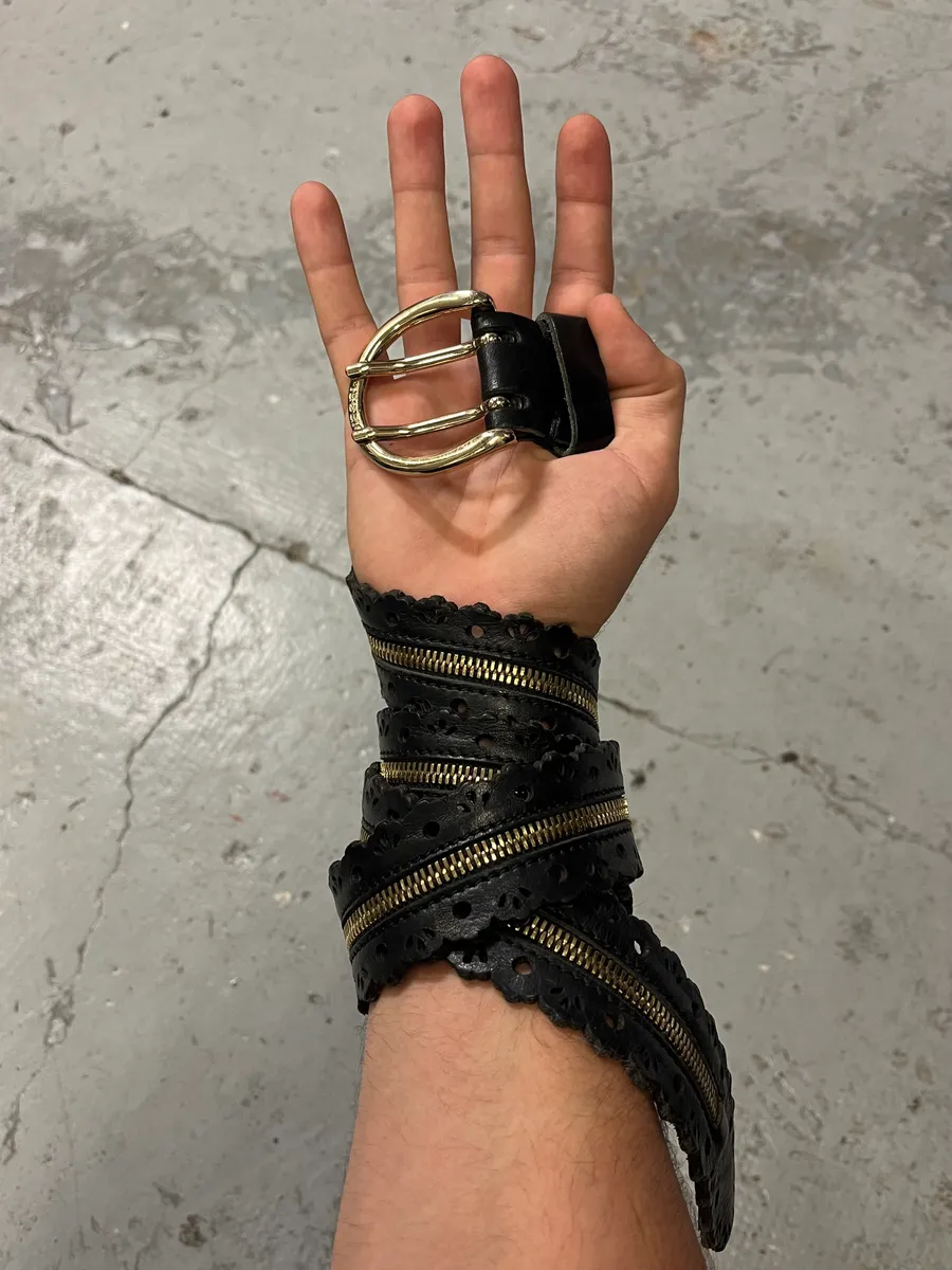 Diesel Full Zip Black Leather Belt