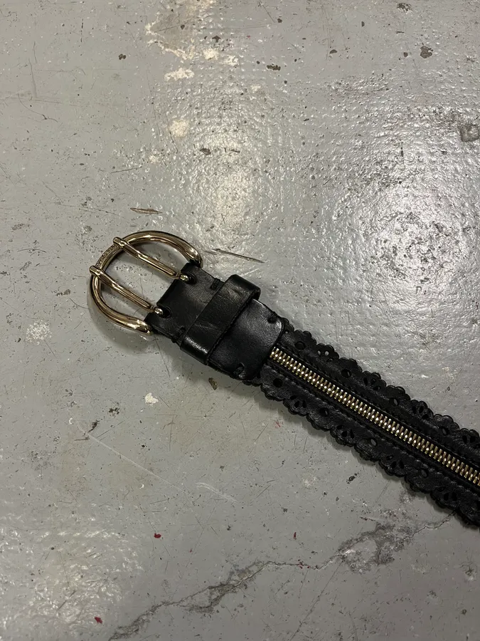 Diesel Full Zip Black Leather Belt - Image 6