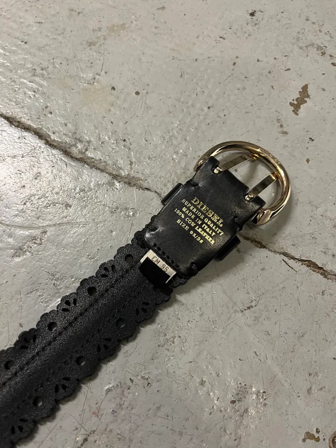 Diesel Full Zip Black Leather Belt - Image 8