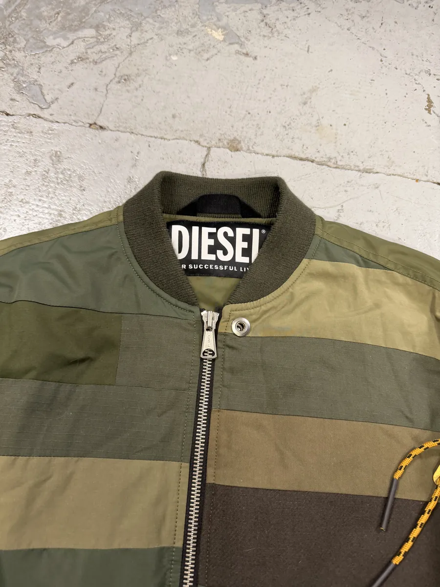 Diesel Green Irregular Green Bomber Jacket - Image 11