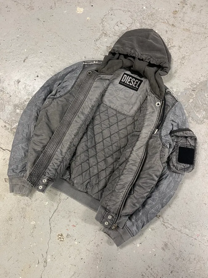 Diesel Grey Aero Modern Bomber Jacket - Image 5