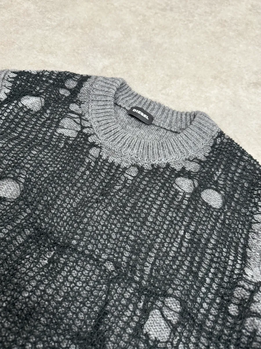 Diesel Grey & Black Net Contemporary Sweater - Image 6