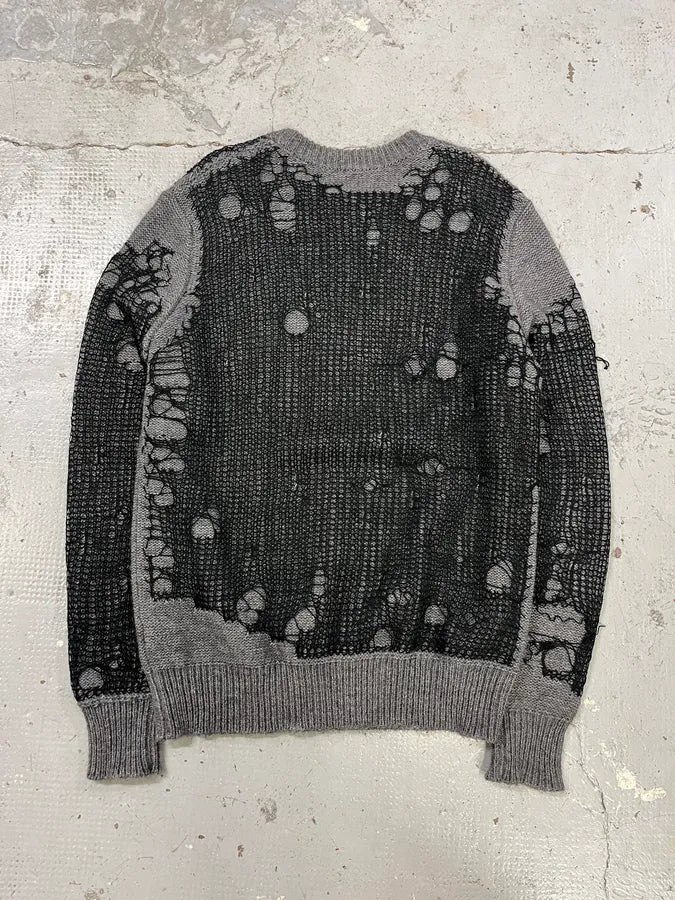 Diesel Grey & Distressed Black Layered Sweater - Image 7