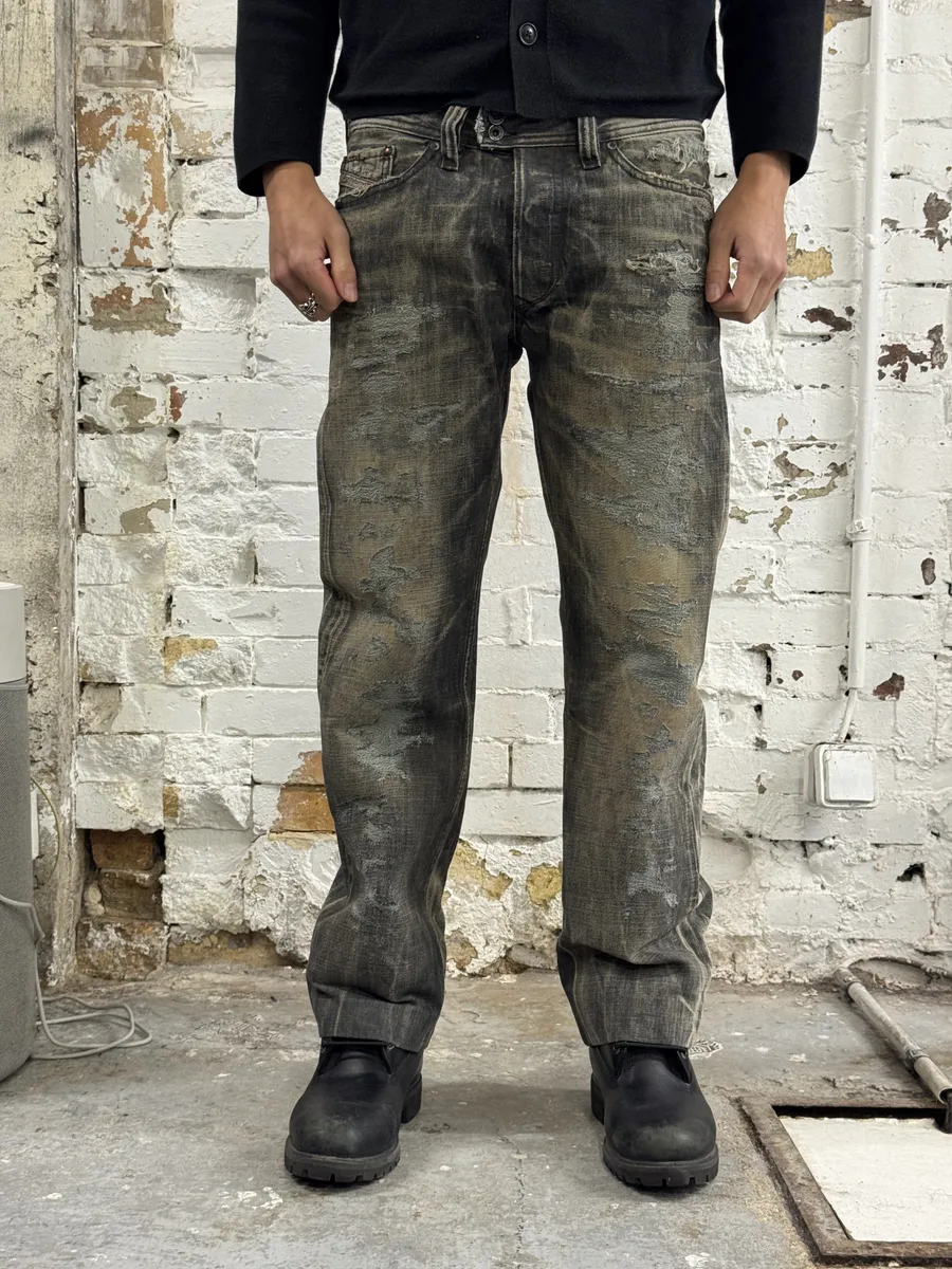 Diesel Grey Distressed Rebel Denim Jeans - Image 3