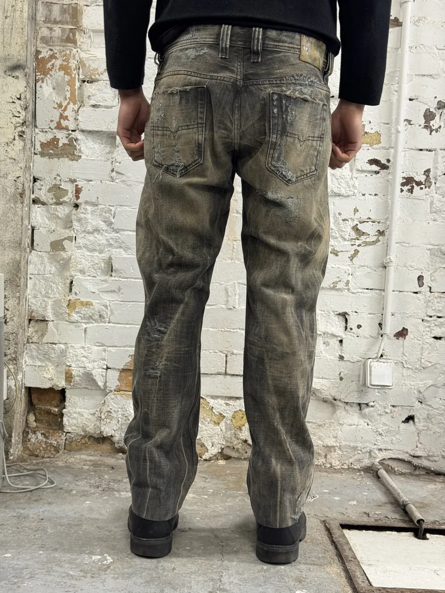 Diesel Grey Distressed Rebel Denim Jeans - Image 4