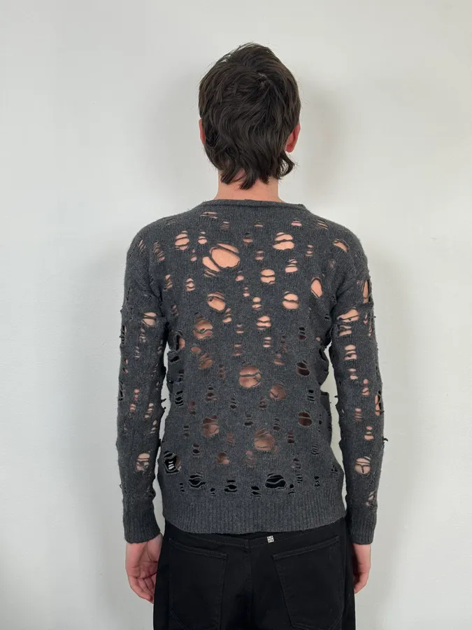 Diesel Grey Ripped Distressed Sweater - Image 2
