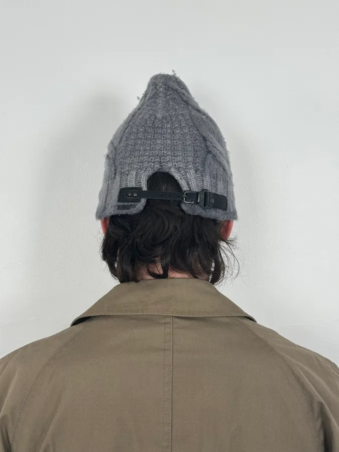 Diesel Grey Wool Attached Beanie - Image 3