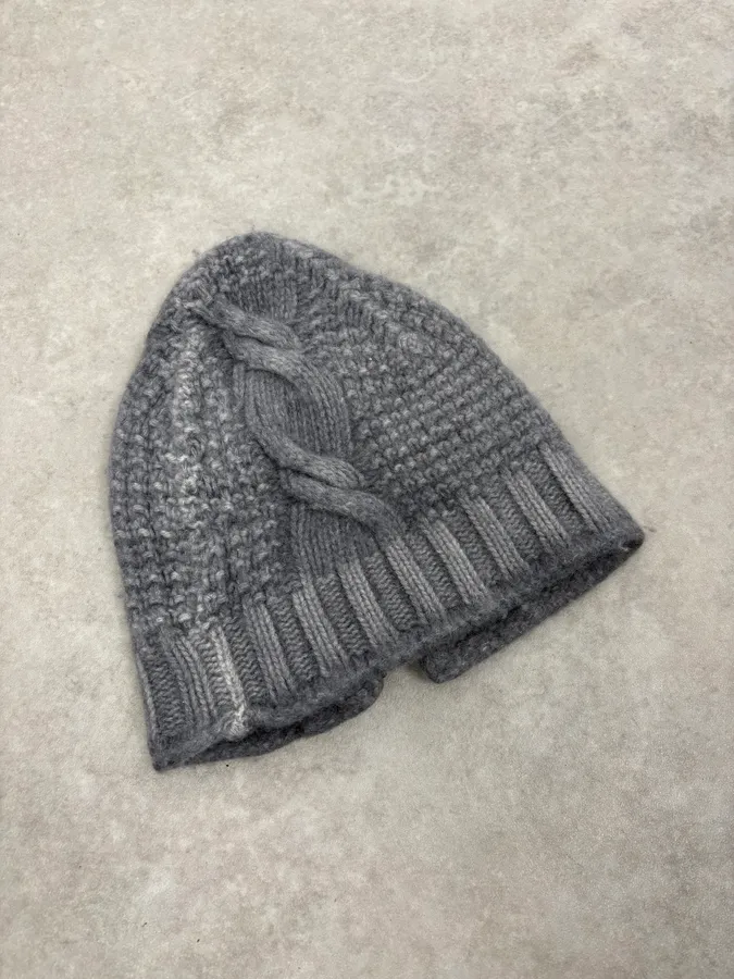 Diesel Grey Wool Attached Beanie - Image 4